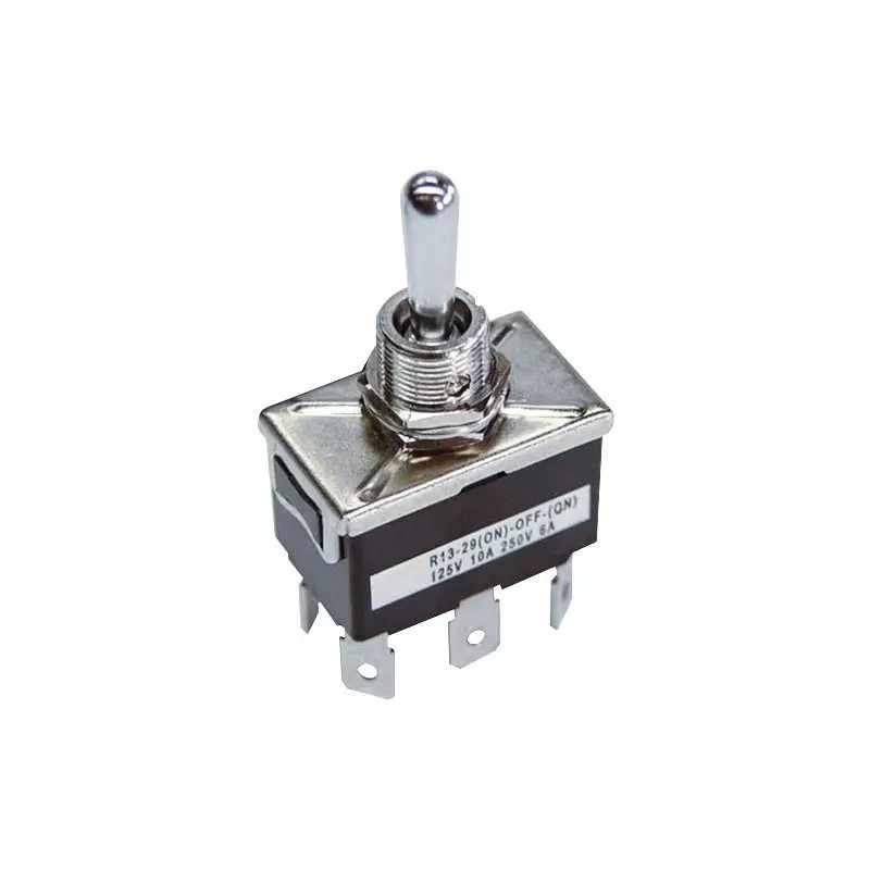INTERRUPTEUR A LEVIER METAL 3 POSITIONS MOM-OFF-MOM 6 BORNES