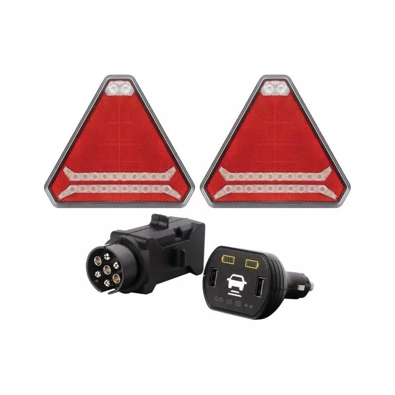 EQUIPEMENT DE SIGNALISATION ARRIERE MAGNETIQUE FEUX LED TRIANGLE SANS FIL TECHNI-POWER