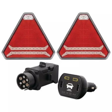 EQUIPEMENT DE SIGNALISATION ARRIERE MAGNETIQUE FEUX LED TRIANGLE SANS FIL TECHNI-POWER