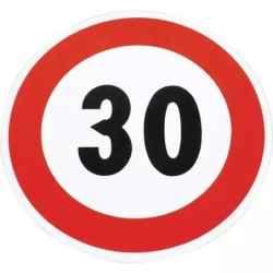 DISQUE ADHESIF PVC LIMITATION DE VITESSE 30KM/H BORD ROUGE