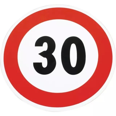DISQUE ADHESIF PVC LIMITATION DE VITESSE 30KM/H BORD ROUGE