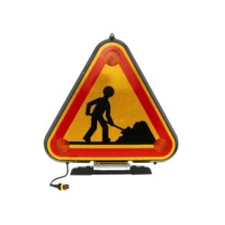 TRIANGLE DE CHANTIER LED 500MM RABATTABLE DOUBLE FACE
