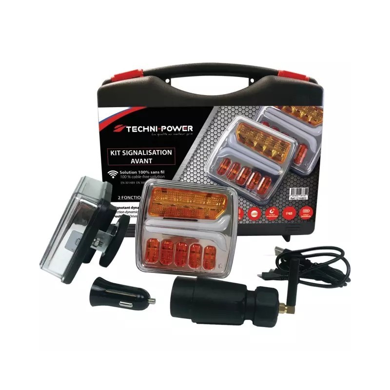 EQUIPEMENT DE SIGNALISATION AVANT MAGNETIQUE FEUX LED TRIANGLE SANS FIL TECHNI-POWER