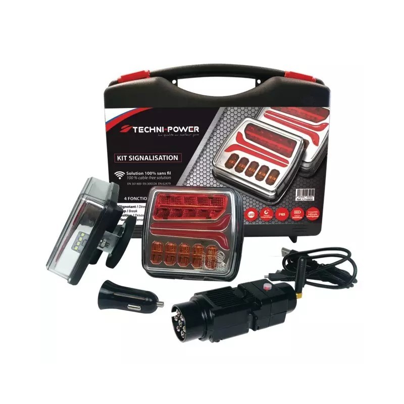 EQUIPEMENT DE SIGNALISATION ARRIERE MAGNETIQUE FEUX LED SANS FIL TECHNI-POWER
