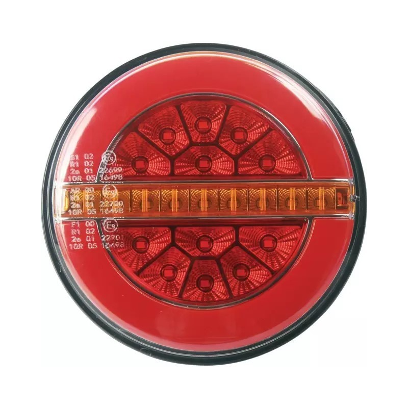 FEU ARRIERE GAUCHE DYNAMIQUE ROND 3 FONCTIONS 12-24V CONNEXION RAPIDE MALE 8 PIN TECHNI-POWER