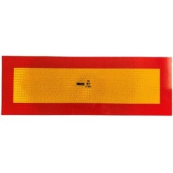 PLAQUE REFLECHISSANTE ORANGE A BORDURE ROUGE 564X200MM POUR REMORQUE JEU DE 2