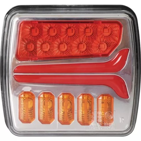 FEU ARRIERE DROIT DYNAMIQUE CARRE 4 FONCTIONS 12-24V CONNEXION RAPIDE MALE 8 PIN TECHNI-POWER
