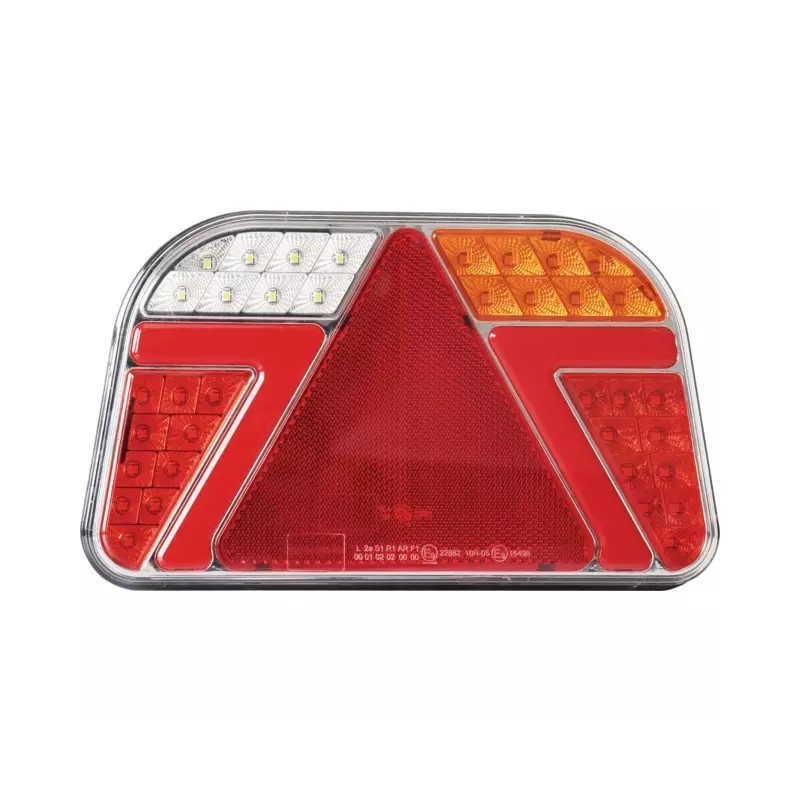 FEU ARRIERE DROIT RECTANGLE 6 FONCTIONS 12-24V CONNEXION RAPIDE MALE 8 PIN TECHNI-POWER