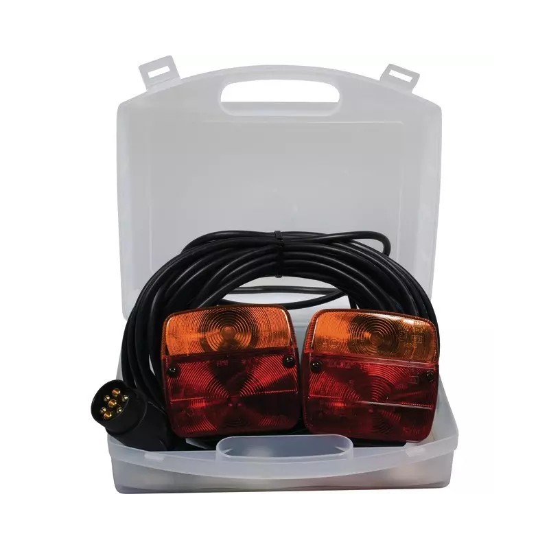 EQUIPEMENT DE SIGNALISATION ARRIERE MAGNETIQUE FEUX 4 FONCTIONS CABLE 12 M / 4M COFFRET