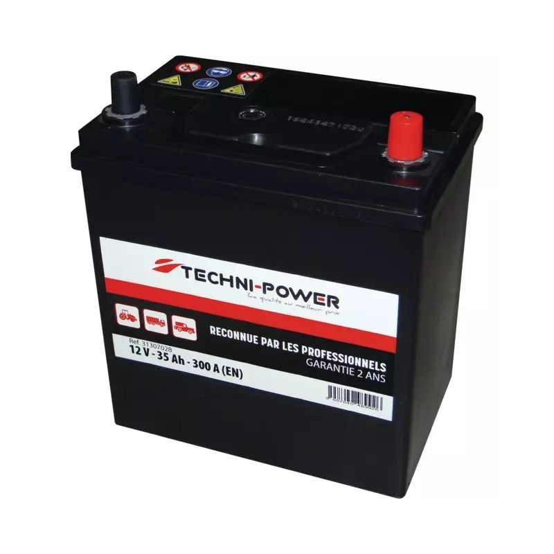 BATTERIE 12V 35AH 300A NS40 + A DROITE TECHNI-POWER