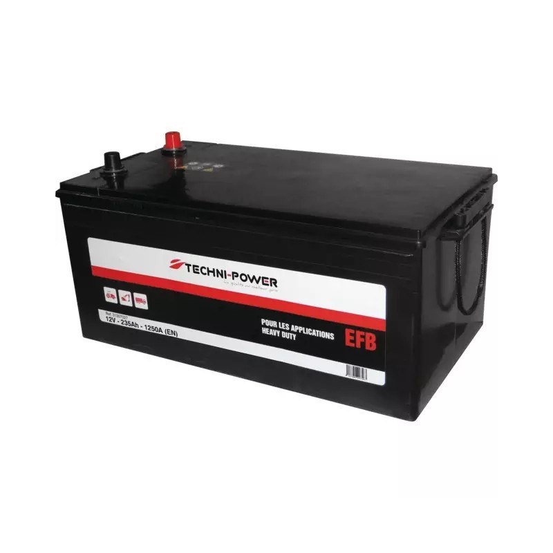 BATTERIE 12V 235AH 1250A + A GAUCHE EFB HEAVY DUTY TECHNI-POWER