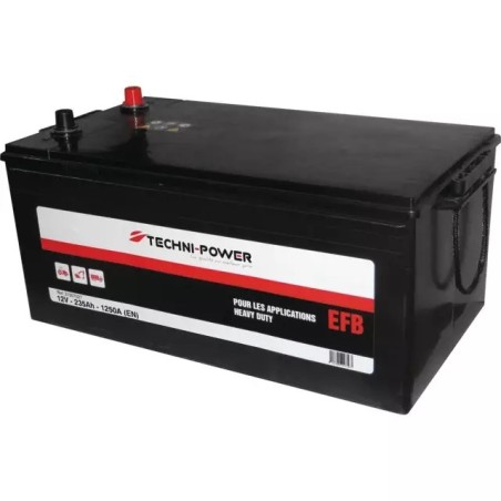 BATTERIE 12V 235AH 1250A + A GAUCHE EFB HEAVY DUTY TECHNI-POWER