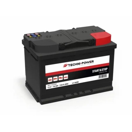 BATTERIE L3 AGM 12V 70Ah 760A EN +DROITE TECHNI-POWER